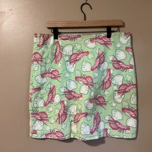 Vineyard Vines Green and Pink Lobster Print Skirt